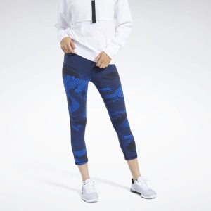 Reebok Lux 3/4 2.0 - Geo Static Tights Damen - Blau - DE 648-HML